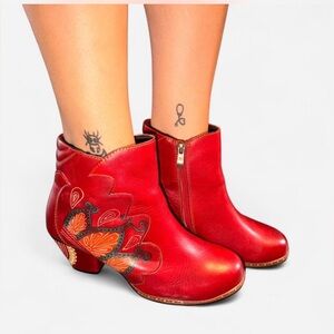 Red boho boots
